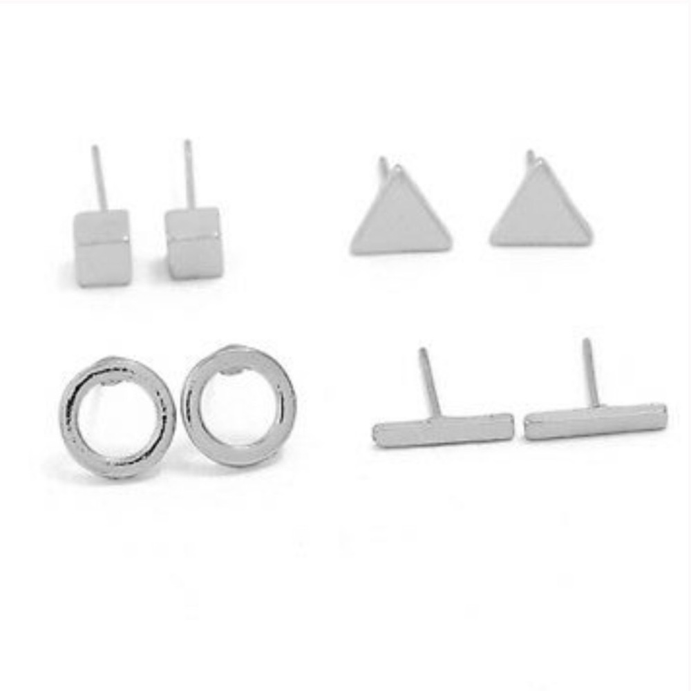 4 pr. Minimalist Silver Earrings!  Super Cute 🥰🌸 - Picture 2 of 3